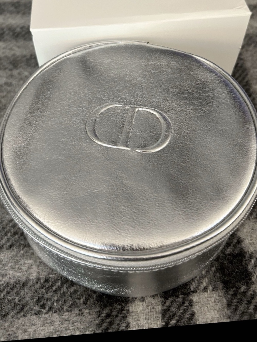 Dior Beauty Round Silver Makeup Pouch